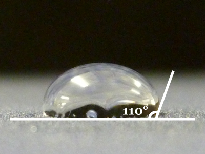 contact angle of normal water repellent